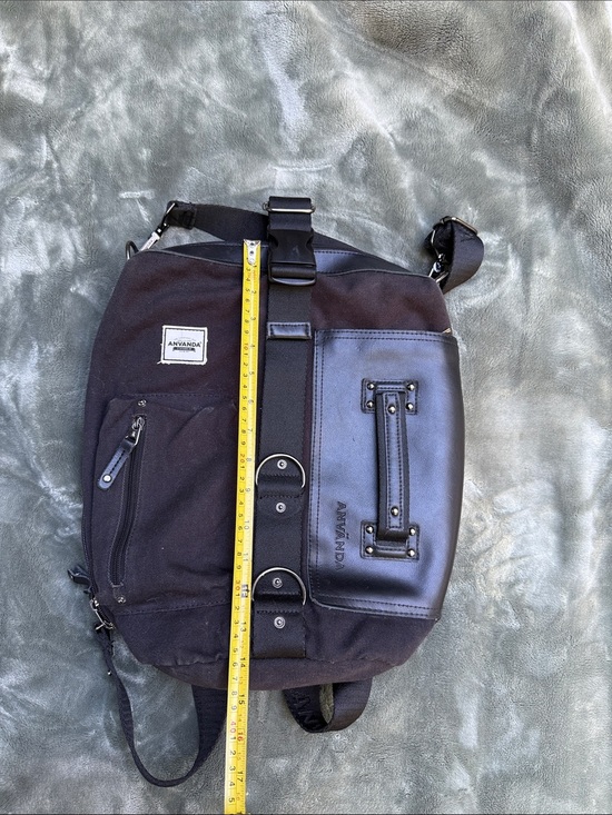 Avanda Other - Black Canvas & Leather Messenger Bag
